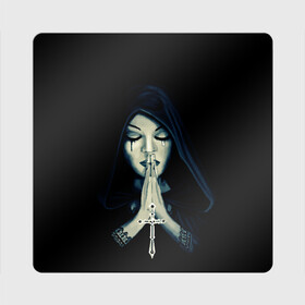 Магнит виниловый Квадрат с принтом Монашка с крестом , полимерный материал с магнитным слоем | размер 9*9 см, закругленные углы | анархия | крест | крест и монашка | крест череп | крестик | манархия | манашка | молитва | молится | монашка | монашка и крест | монашка с крестиком | монашка с крестом | монашки | с крестом | череп