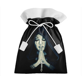 Подарочный 3D мешок с принтом Монашка с крестом , 100% полиэстер | Размер: 29*39 см | анархия | крест | крест и монашка | крест череп | крестик | манархия | манашка | молитва | молится | монашка | монашка и крест | монашка с крестиком | монашка с крестом | монашки | с крестом | череп
