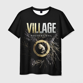 Мужская футболка 3D с принтом Resident Evil Village , 100% полиэфир | прямой крой, круглый вырез горловины, длина до линии бедер | resident evil village | деревня | игры | итан уинтерс | крылья | обитиель зла | перья | ужасы