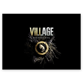 Поздравительная открытка с принтом Resident Evil Village , 100% бумага | плотность бумаги 280 г/м2, матовая, на обратной стороне линовка и место для марки
 | resident evil village | деревня | игры | итан уинтерс | крылья | обитиель зла | перья | ужасы
