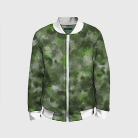 Детский бомбер 3D с принтом Canvas Green Camo , 100% полиэстер | застегивается на молнию, по бокам два кармана без застежек, мягкие манжеты, по низу бомбера и на воротнике — эластичная резинка | Тематика изображения на принте: abstraction | camouflage | canvas | green | камуфляж