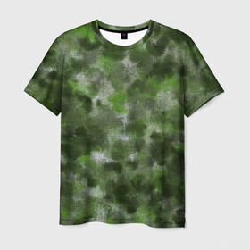 Мужская футболка 3D с принтом Canvas Green Camo , 100% полиэфир | прямой крой, круглый вырез горловины, длина до линии бедер | abstraction | camouflage | canvas | green | камуфляж
