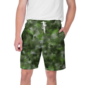 Мужские шорты 3D с принтом Canvas Green Camo ,  полиэстер 100% | прямой крой, два кармана без застежек по бокам. Мягкая трикотажная резинка на поясе, внутри которой широкие завязки. Длина чуть выше колен | abstraction | camouflage | canvas | green | камуфляж