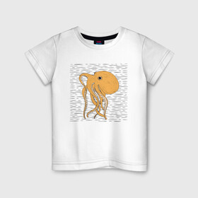 Детская футболка хлопок с принтом Осьминог , 100% хлопок | круглый вырез горловины, полуприлегающий силуэт, длина до линии бедер | cute | octopus | милый | осьминог | осьминожка | тентакли