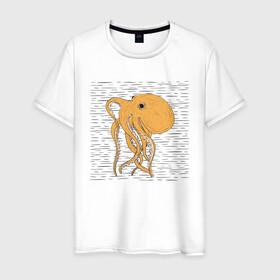 Мужская футболка хлопок с принтом Осьминог , 100% хлопок | прямой крой, круглый вырез горловины, длина до линии бедер, слегка спущенное плечо. | cute | octopus | милый | осьминог | осьминожка | тентакли