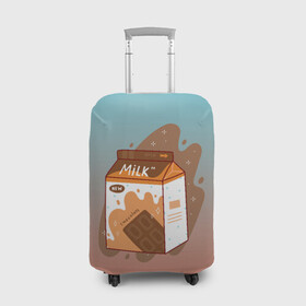 Чехол для чемодана 3D с принтом Шоколадное молоко в коробке , 86% полиэфир, 14% спандекс | двустороннее нанесение принта, прорези для ручек и колес | еда | коробка | молоко | молочко | персик | персиковое молоко