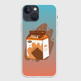 Чехол для iPhone 13 mini с принтом Шоколадное молоко в коробке ,  |  | еда | коробка | молоко | молочко | персик | персиковое молоко