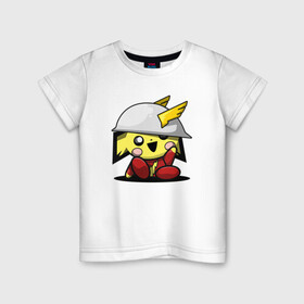 Детская футболка хлопок с принтом Капитан Пикачу , 100% хлопок | круглый вырез горловины, полуприлегающий силуэт, длина до линии бедер | pokemon | мультик | мультфильмы | пикачу | покемоны