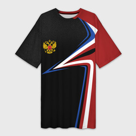 Платье-футболка 3D с принтом РОССИЯ | RUSSIA UNIFORM ,  |  | abstraction | flag | geometry | paints | russia | stripes | texture | абстракция | брызги | геометрия | герб россии | краски | неон | неоновый | рашка | родина | россия | соты | текстура | триколор | флаг | флаг россии