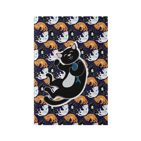 Обложка для паспорта матовая кожа с принтом Японские котики , натуральная матовая кожа | размер 19,3 х 13,7 см; прозрачные пластиковые крепления | Тематика изображения на принте: группа | животные | кот | кот с рыбой | котики | манэки нэко | манящий кот | чёрный кот | япония