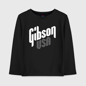 Детский лонгслив хлопок с принтом GIBSON USA , 100% хлопок | круглый вырез горловины, полуприлегающий силуэт, длина до линии бедер | gibson | guitar | rock | usa | гибсон | гитара | рок