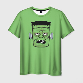 Мужская футболка 3D с принтом Зеленый Франкенштейн , 100% полиэфир | прямой крой, круглый вырез горловины, длина до линии бедер | зеленый | монстр | фильмы | франкенштейн | чудовище | шрек