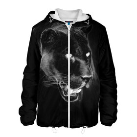 Мужская куртка 3D с принтом Panther , ткань верха — 100% полиэстер, подклад — флис | прямой крой, подол и капюшон оформлены резинкой с фиксаторами, два кармана без застежек по бокам, один большой потайной карман на груди. Карман на груди застегивается на липучку | Тематика изображения на принте: animal | panther | roar | wild | пантера