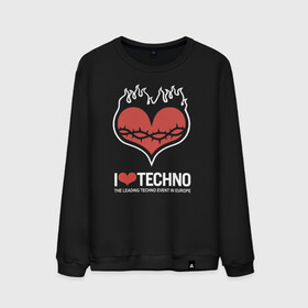 Мужской свитшот хлопок с принтом I love techno , 100% хлопок |  | i love techno | love | techno | техно | я люблю техно