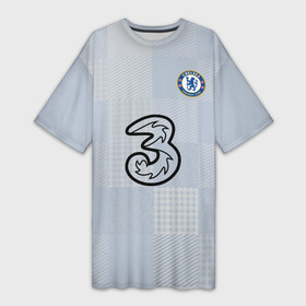 Платье-футболка 3D с принтом FC Chelsea | Goalkeeper Stadium (2022 23) ,  |  | 0x000000123 | chelsea | goalkeeper | stamford bridge | вернер | вратарь | канте | стамфорд бридж | челси