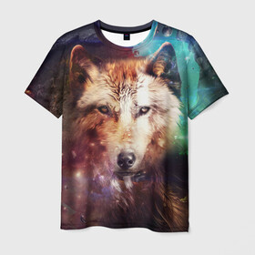 Мужская футболка 3D с принтом Красивый волк , 100% полиэфир | прямой крой, круглый вырез горловины, длина до линии бедер | wolf | ауф | волк | животные | зверобой | зверь | красивый