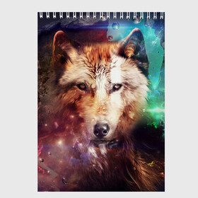 Скетчбук с принтом Красивый волк , 100% бумага
 | 48 листов, плотность листов — 100 г/м2, плотность картонной обложки — 250 г/м2. Листы скреплены сверху удобной пружинной спиралью | wolf | ауф | волк | животные | зверобой | зверь | красивый
