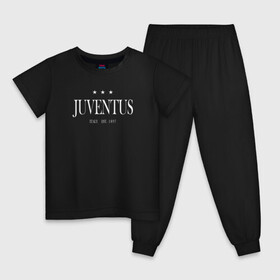 Детская пижама хлопок с принтом Juventus | Tee est.1897 (2021/ , 100% хлопок |  брюки и футболка прямого кроя, без карманов, на брюках мягкая резинка на поясе и по низу штанин
 | 0x000000123 | juve | juventus | ronaldo | криштьяно | роналдо | юве | ювентус