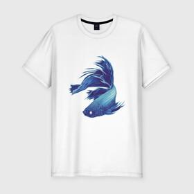 Мужская футболка хлопок Slim с принтом Рыбка петушок , 92% хлопок, 8% лайкра | приталенный силуэт, круглый вырез ворота, длина до линии бедра, короткий рукав | петушок | рыба