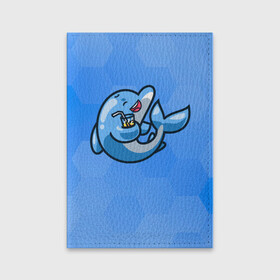 Обложка для паспорта матовая кожа с принтом Дельфин с коктейлем , натуральная матовая кожа | размер 19,3 х 13,7 см; прозрачные пластиковые крепления | Тематика изображения на принте: dolphin | дельфин | коктейль | море | морские | на голубом | с дельфином