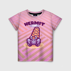 Детская футболка 3D с принтом Hermit cone Отшельник , 100% гипоаллергенный полиэфир | прямой крой, круглый вырез горловины, длина до линии бедер, чуть спущенное плечо, ткань немного тянется | cone | hermit | морские | отшельник | рак | раки