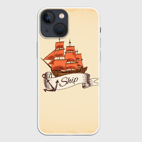 Чехол для iPhone 13 mini с принтом Корабль Ship ,  |  | ship | ships | whale | кит | киты | корабли | кораблики | море | морские | морское | якорь