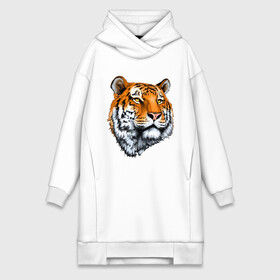 Платье-худи хлопок с принтом Тигр ,  |  | tiger | животные | звири | кошка | кошки | крупная кошка | природа | тигр