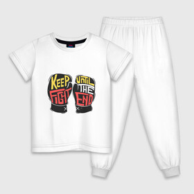 Детская пижама хлопок с принтом Keep Fight , 100% хлопок |  брюки и футболка прямого кроя, без карманов, на брюках мягкая резинка на поясе и по низу штанин
 | keep fight | бокс | перчатки | соревнования | спорт