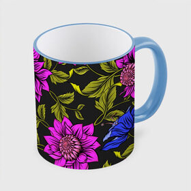 Кружка с принтом Цветочный Паттерн , керамика | ёмкость 330 мл | blue | flower | flowers | green | nature | pattern | purple | spring | summer | весна | ветви | ветки | заросли | зеленый | лаза | лето | листва | листья | орнамент | паттерн | природа | синий | узор | фауна | фиолетовый | флора | цветок