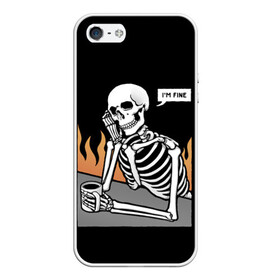 Чехол для iPhone 5/5S матовый с принтом Я В Порядке , Силикон | Область печати: задняя сторона чехла, без боковых панелей | Тематика изображения на принте: bones | fine | fire | flame | im | skeleton | skull | апатия | в | депрессия | кости | кружка | настроение | огонь | пламя | пожар | порядке | прострация | скелет | череп | эмоции | я