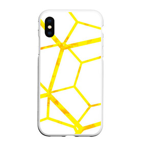 Чехол для iPhone XS Max матовый с принтом Hexagon , Силикон | Область печати: задняя сторона чехла, без боковых панелей | hexagon | high tech | lines | sun | yellow | линии | многоугольник | насыщенный желтый | паутина | солнце | хай тек | шестиугольник | яркий