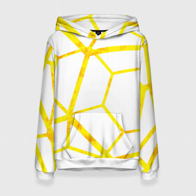 Женская толстовка 3D с принтом Hexagon , 100% полиэстер  | двухслойный капюшон со шнурком для регулировки, мягкие манжеты на рукавах и по низу толстовки, спереди карман-кенгуру с мягким внутренним слоем. | hexagon | high tech | lines | sun | yellow | линии | многоугольник | насыщенный желтый | паутина | солнце | хай тек | шестиугольник | яркий
