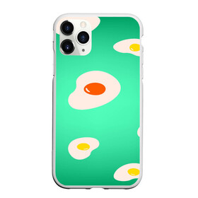 Чехол для iPhone 11 Pro Max матовый с принтом Яйца на Зеленом Фоне , Силикон |  | Тематика изображения на принте: food | в топе | в тренде | еда | завтрак | зеленый | яичница | яйца
