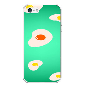 Чехол для iPhone 5/5S матовый с принтом Яйца на Зеленом Фоне , Силикон | Область печати: задняя сторона чехла, без боковых панелей | Тематика изображения на принте: food | в топе | в тренде | еда | завтрак | зеленый | яичница | яйца
