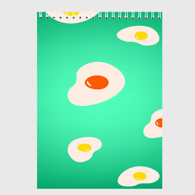 Скетчбук с принтом Яйца на Зеленом Фоне , 100% бумага
 | 48 листов, плотность листов — 100 г/м2, плотность картонной обложки — 250 г/м2. Листы скреплены сверху удобной пружинной спиралью | Тематика изображения на принте: food | в топе | в тренде | еда | завтрак | зеленый | яичница | яйца