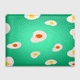 Обложка для студенческого билета с принтом Яйца на Зеленом Фоне , натуральная кожа | Размер: 11*8 см; Печать на всей внешней стороне | food | в топе | в тренде | еда | завтрак | зеленый | яичница | яйца