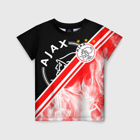 Детская футболка 3D с принтом FC AJAX AMSTERDAM / ФК АЯКС , 100% гипоаллергенный полиэфир | прямой крой, круглый вырез горловины, длина до линии бедер, чуть спущенное плечо, ткань немного тянется | ajax amsterdam | fifa | football | football club. | sport | uefa | английская премьер лига | аякс амстердам | лига финал | матч | спорт | уефа | финал | фифа | футбол | футбольный клуб