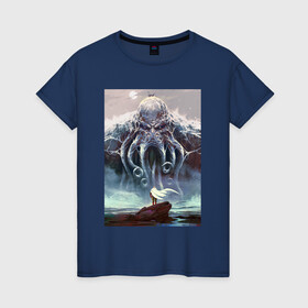 Женская футболка хлопок с принтом Cthulhu , 100% хлопок | прямой крой, круглый вырез горловины, длина до линии бедер, слегка спущенное плечо | cthulhu | викинги | гиганты | ктулху | мифология | морские чудовища | скандинавия | скандинавская