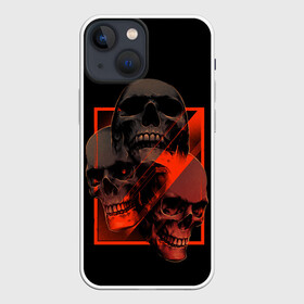 Чехол для iPhone 13 mini с принтом Skulls | Черепа ,  |  | bones | dark | darkness | dead | death | head | human | red | skull | skulls | голова | кости | красный | мертвец | мертвый | темнота | темный | тьма | человек | череп | черепа