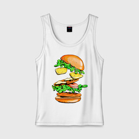 Женская майка хлопок с принтом King Burger , 95% хлопок, 5% эластан |  | burger | burger king | king | бургер | гамбургер