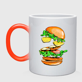 Кружка хамелеон с принтом King Burger , керамика | меняет цвет при нагревании, емкость 330 мл | burger | burger king | king | бургер | гамбургер