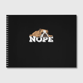 Альбом для рисования с принтом Ленивый Бульдог , 100% бумага
 | матовая бумага, плотность 200 мг. | Тематика изображения на принте: animals | bulldog | dog | english | lazy | meme | memes | nope | английский | бульдог | дог | животные | ленивый | мем | нет | пес | собака