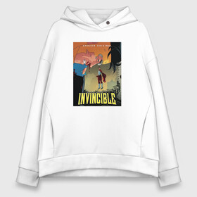 Женское худи Oversize хлопок с принтом Invincible/ Неуязвимый , френч-терри — 70% хлопок, 30% полиэстер. Мягкий теплый начес внутри —100% хлопок | боковые карманы, эластичные манжеты и нижняя кромка, капюшон на магнитной кнопке | Тематика изображения на принте: invincible | дебби грейсон | марк грейсон | неуязвимый | омнимэн