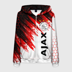 Мужская толстовка 3D на молнии с принтом FC AJAX AMSTERDAM / ФК АЯКС , 100% полиэстер | длина до линии бедра, манжеты и пояс оформлены мягкой тканевой резинкой, двухслойный капюшон со шнурком для регулировки, спереди молния, по бокам два кармана | Тематика изображения на принте: ajax amsterdam | fifa | football | football club. | sport | uefa | английская премьер лига | аякс амстердам | лига финал | матч | спорт | уефа | финал | фифа | футбол | футбольный клуб