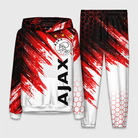 Женский костюм 3D (с толстовкой) с принтом FC AJAX AMSTERDAM   ФК АЯКС ,  |  | ajax amsterdam | fifa | football | football club. | sport | uefa | английская премьер лига | аякс амстердам | лига финал | матч | спорт | уефа | финал | фифа | футбол | футбольный клуб