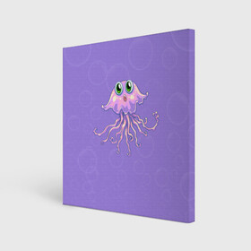 Холст квадратный с принтом Осьминог милый , 100% ПВХ |  | Тематика изображения на принте: cute | octopus | милый | осьминог | осьминожка | тентакли