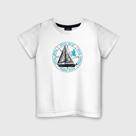Детская футболка хлопок с принтом Кораблик. Океан , 100% хлопок | круглый вырез горловины, полуприлегающий силуэт, длина до линии бедер | ocean | sailboat | кораблик | корабль | лодка | океан | парус | парусная лодка | тату | татуировка