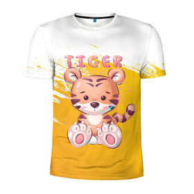 Мужская футболка 3D спортивная с принтом Tiger , 100% полиэстер с улучшенными характеристиками | приталенный силуэт, круглая горловина, широкие плечи, сужается к линии бедра | арт | графика | животные | звери | игрушка | мультяшка | тигр
