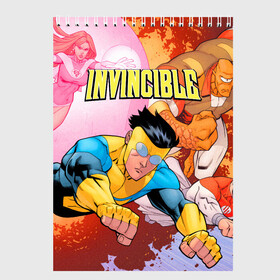 Скетчбук с принтом Неуязвимый (Invincible) , 100% бумага
 | 48 листов, плотность листов — 100 г/м2, плотность картонной обложки — 250 г/м2. Листы скреплены сверху удобной пружинной спиралью | damien darkblood | invincible | дэмиен даркблад | мультсериал | непобедимый | неуязвимый