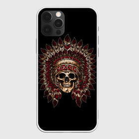 Чехол для iPhone 12 Pro Max с принтом Череп Индейца , Силикон |  | skulls | xo | букет | градиент | животные | индеец | кости | мозги | паттерн | перья | полосы | природа | розы | скелет | текстура | узор | хо | цветы | черепа | черный | яркий